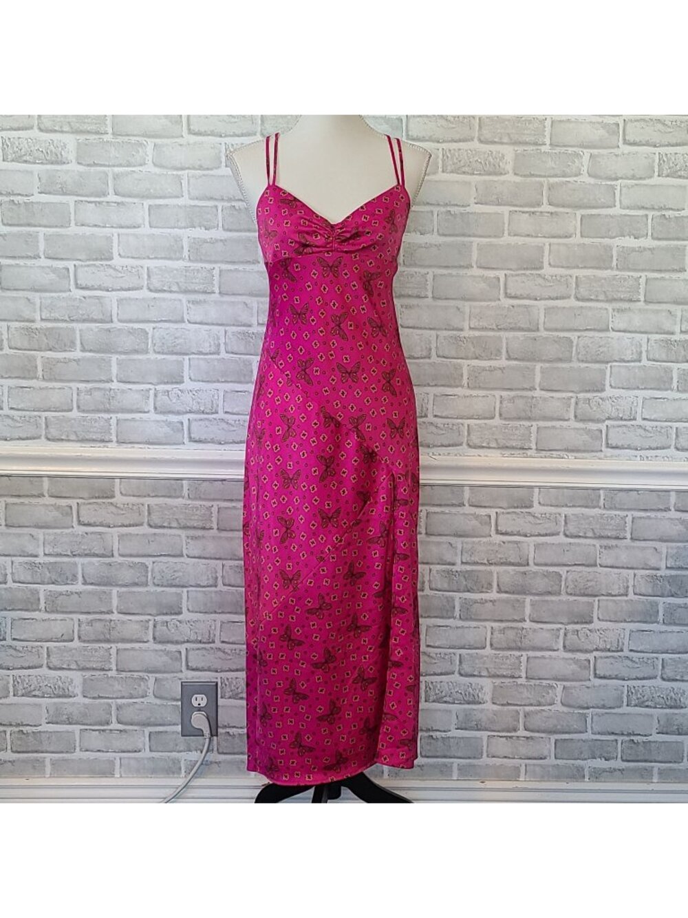 Fairycore Y2K Urban Outfitters Samira Butterfly Satin Maxi Dress Coquette M